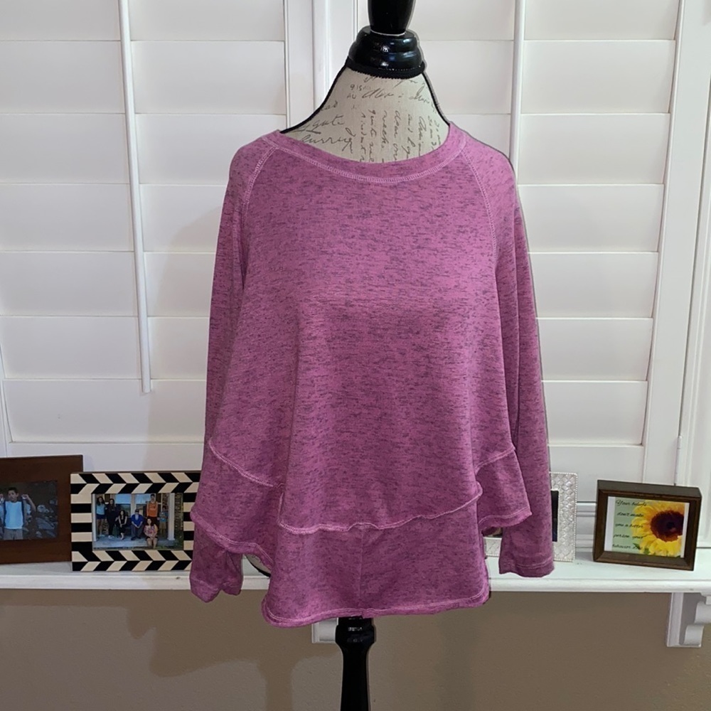 Eye Candy Tiered Raglan pink/gray heathered Sweashirt